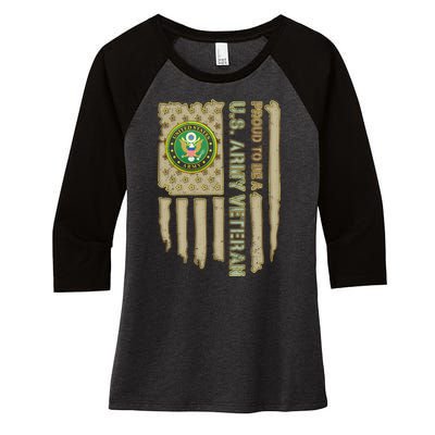 Proud Army Veteran Women's Tri-Blend 3/4-Sleeve Raglan Shirt