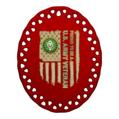 Proud Army Veteran Ceramic Oval Ornament