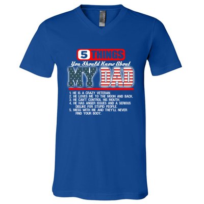 Proud American Veteran Dad Cute Gift Military Dad Gift V-Neck T-Shirt