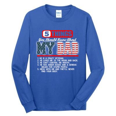 Proud American Veteran Dad Cute Gift Military Dad Gift Tall Long Sleeve T-Shirt