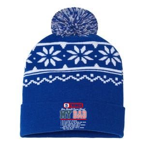 Proud American Veteran Dad Cute Gift Military Dad Gift USA-Made Snowflake Beanie