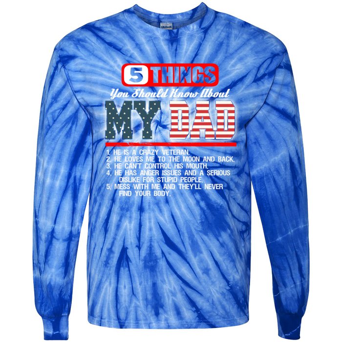 Proud American Veteran Dad Cute Gift Military Dad Gift Tie-Dye Long Sleeve Shirt