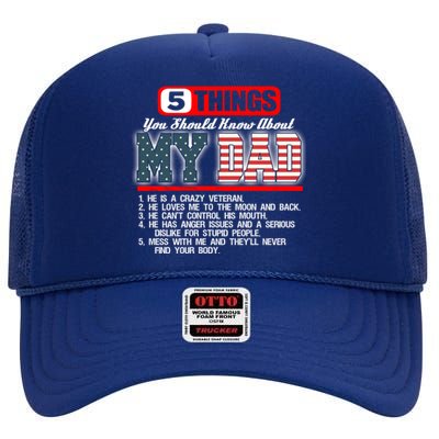 Proud American Veteran Dad Cute Gift Military Dad Gift High Crown Mesh Back Trucker Hat