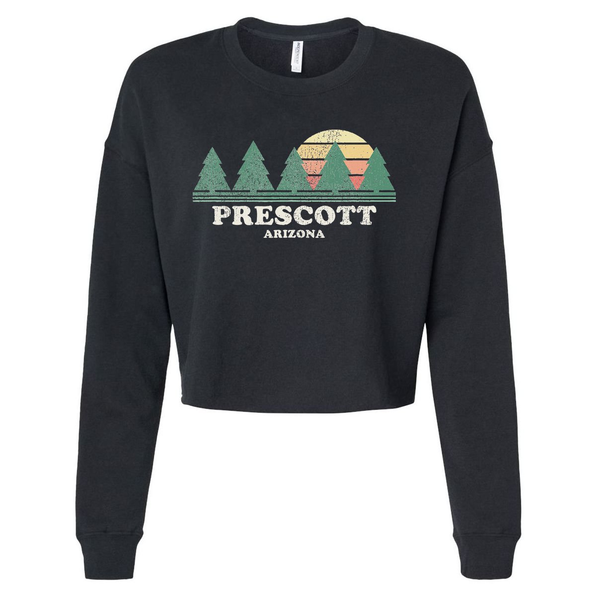 Prescott Az Vintage Throwback Retro 70s Design Cropped Pullover Crew