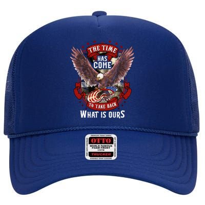 Proud American Vet Take Our Country Back Usa Flag Freedom Gift High Crown Mesh Back Trucker Hat