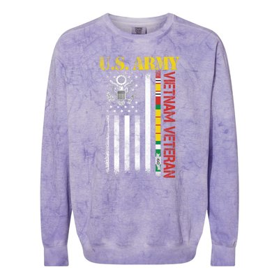 Proud Army Vietnam Veteran American Flag Colorblast Crewneck Sweatshirt