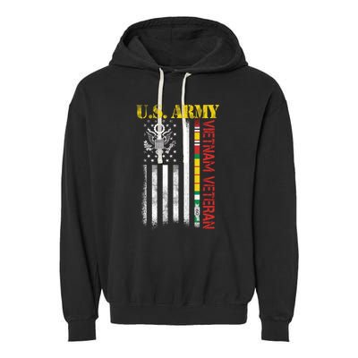 Proud Army Vietnam Veteran American Flag Garment-Dyed Fleece Hoodie