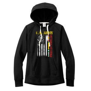 Proud Army Vietnam Veteran American Flag Women's Fleece Hoodie