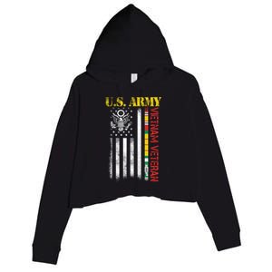 Proud Army Vietnam Veteran American Flag Crop Fleece Hoodie