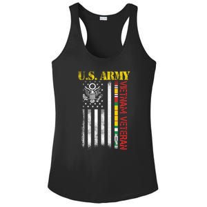 Proud Army Vietnam Veteran American Flag Ladies PosiCharge Competitor Racerback Tank