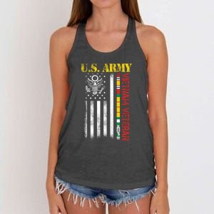 Proud Army Vietnam Veteran American Flag Women's Knotted Racerback Tank