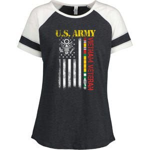 Proud Army Vietnam Veteran American Flag Enza Ladies Jersey Colorblock Tee