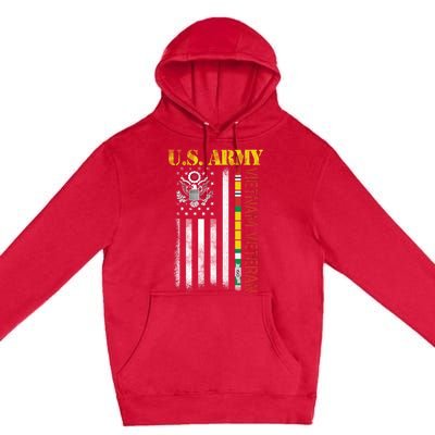 Proud Army Vietnam Veteran American Flag Premium Pullover Hoodie