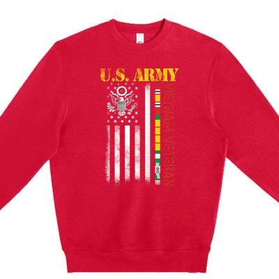 Proud Army Vietnam Veteran American Flag Premium Crewneck Sweatshirt