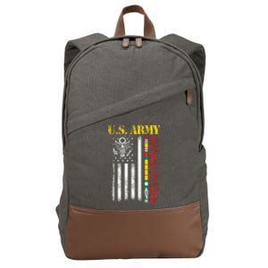 Proud Army Vietnam Veteran American Flag Cotton Canvas Backpack