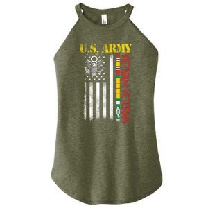 Proud Army Vietnam Veteran American Flag Women's Perfect Tri Rocker Tank