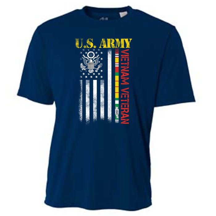 Proud Army Vietnam Veteran American Flag Cooling Performance Crew T-Shirt