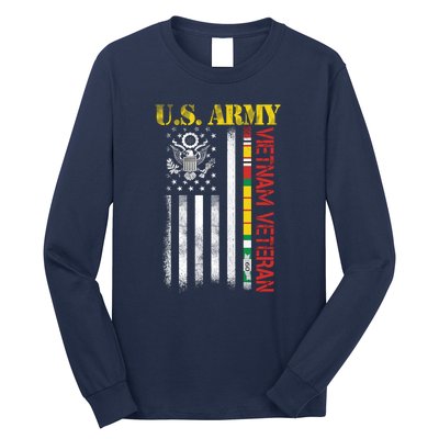 Proud Army Vietnam Veteran American Flag Long Sleeve Shirt