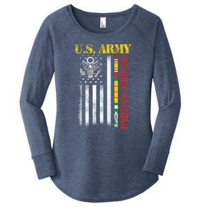 Proud Army Vietnam Veteran American Flag Women's Perfect Tri Tunic Long Sleeve Shirt