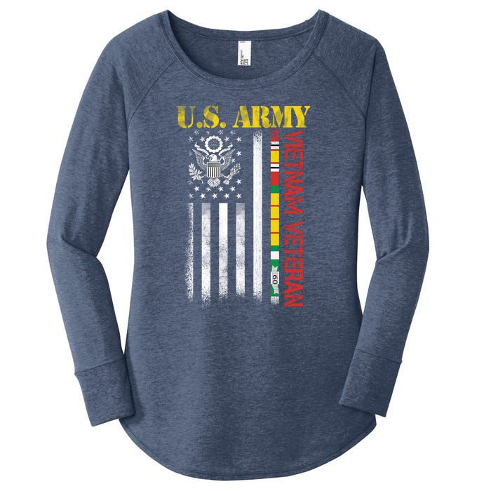 Proud Army Vietnam Veteran American Flag Women's Perfect Tri Tunic Long Sleeve Shirt