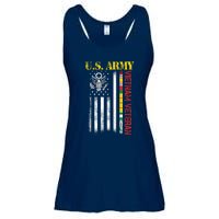 Proud Army Vietnam Veteran American Flag Ladies Essential Flowy Tank