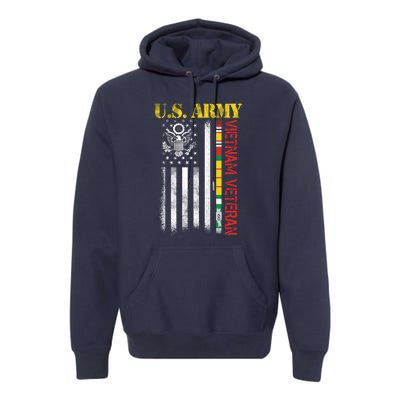 Proud Army Vietnam Veteran American Flag Premium Hoodie