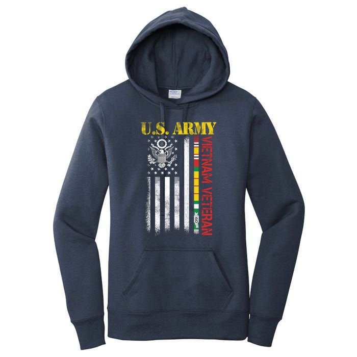 Proud Army Vietnam Veteran American Flag Women's Pullover Hoodie