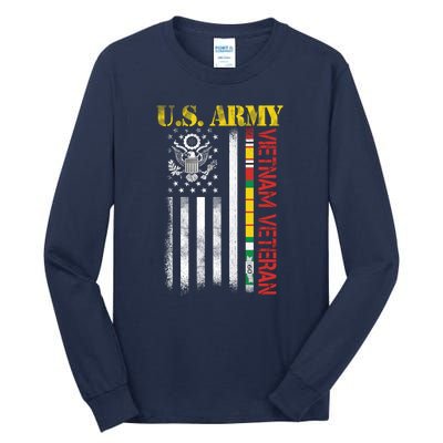 Proud Army Vietnam Veteran American Flag Tall Long Sleeve T-Shirt