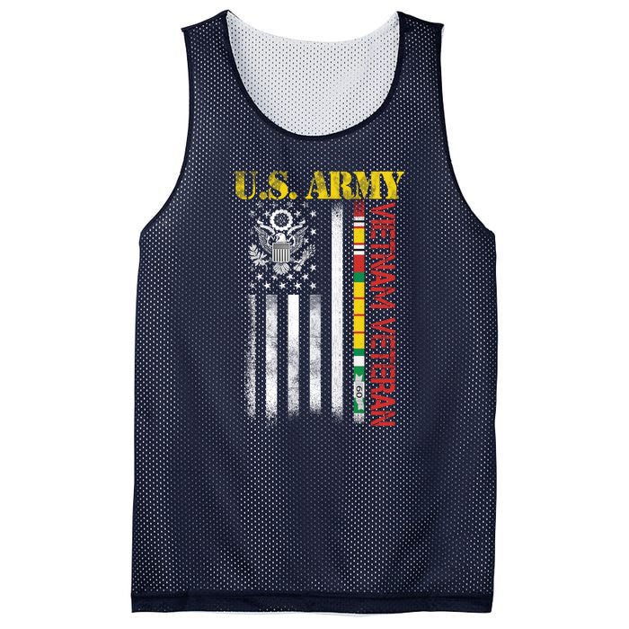 Proud Army Vietnam Veteran American Flag Mesh Reversible Basketball Jersey Tank