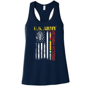 Proud Army Vietnam Veteran American Flag Women's Racerback Tank