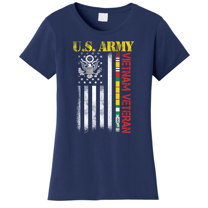 Proud Army Vietnam Veteran American Flag Women's T-Shirt