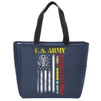 Proud Army Vietnam Veteran American Flag Zip Tote Bag