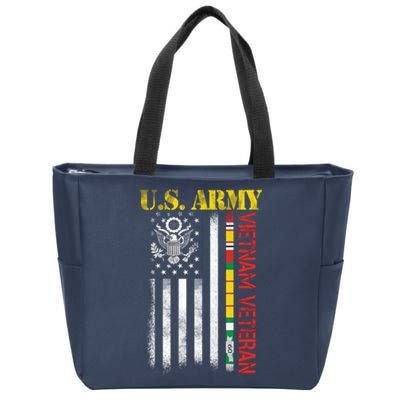 Proud Army Vietnam Veteran American Flag Zip Tote Bag