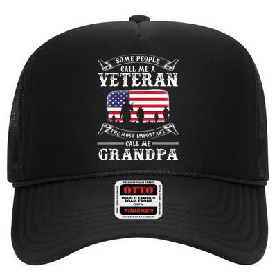 Proud Army Veteran Grandpa Fathers Day Gifts High Crown Mesh Back Trucker Hat