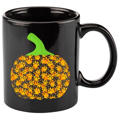 Paw Print Pumpkin 11oz C Handle Ceramic Mug