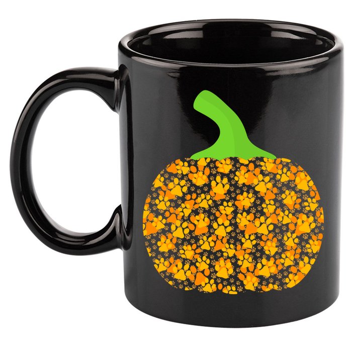 Paw Print Pumpkin 11oz C Handle Ceramic Mug
