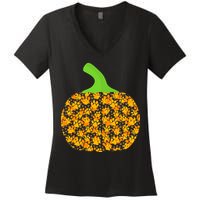 Paw Print Pumpkin Women's V-Neck T-Shirt