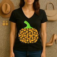 Paw Print Pumpkin Women's V-Neck T-Shirt
