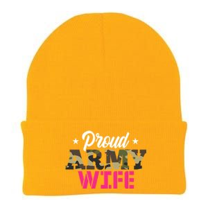 Proud Army Wife Camo Military Spouse Gift Knit Cap Winter Beanie