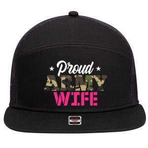 Proud Army Wife Camo Military Spouse Gift 7 Panel Mesh Trucker Snapback Hat