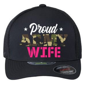 Proud Army Wife Camo Military Spouse Gift Flexfit Unipanel Trucker Cap