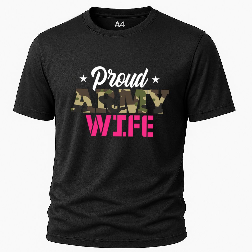 Proud Army Wife Camo Military Spouse Gift Cooling Performance Crew T-Shirt
