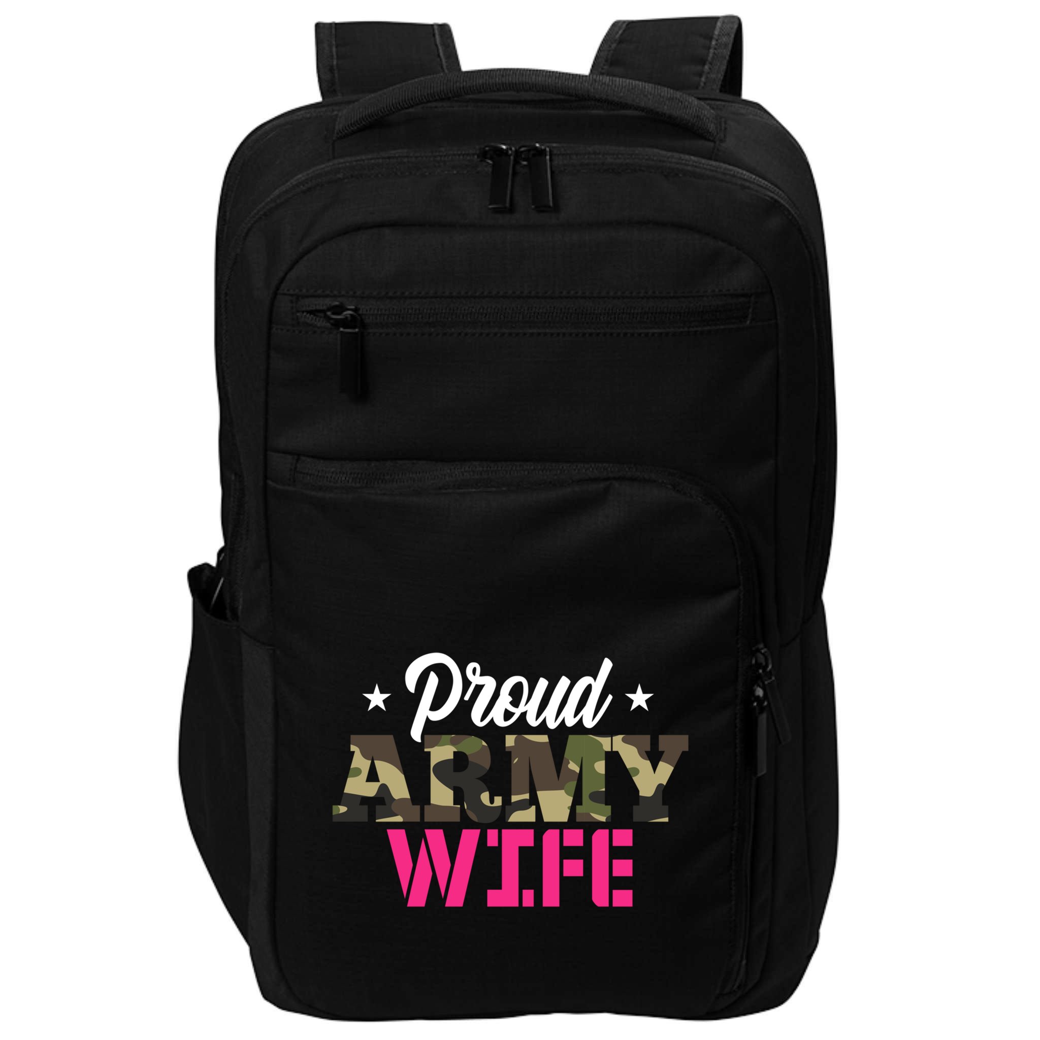 Proud Army Wife Camo Military Spouse Gift Impact Tech Backpack