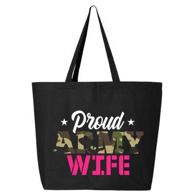 Proud Army Wife Camo Military Spouse Gift 25L Jumbo Tote