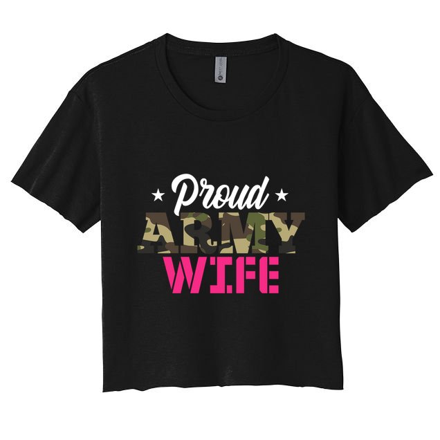 Proud Army Wife Camo Military Spouse Gift Crop Top