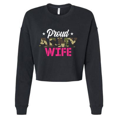 Proud Army Wife Camo Military Spouse Gift Cropped Pullover Crew