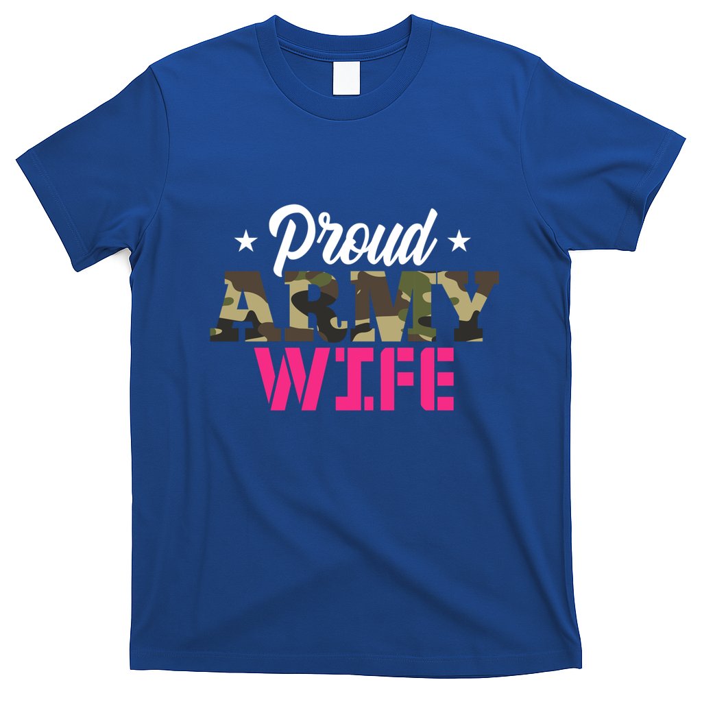Proud Army Wife Camo Military Spouse Gift T-Shirt