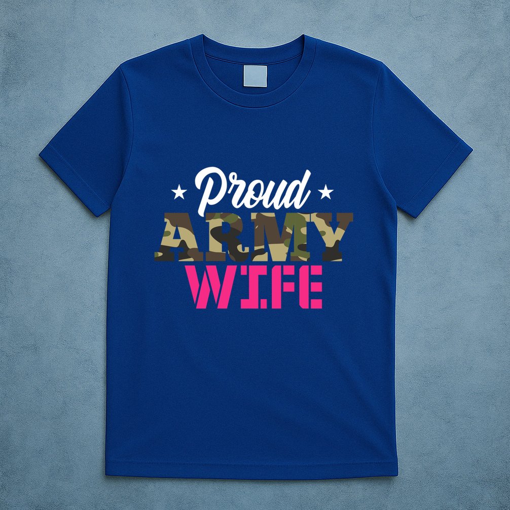 Proud Army Wife Camo Military Spouse Gift T-Shirt
