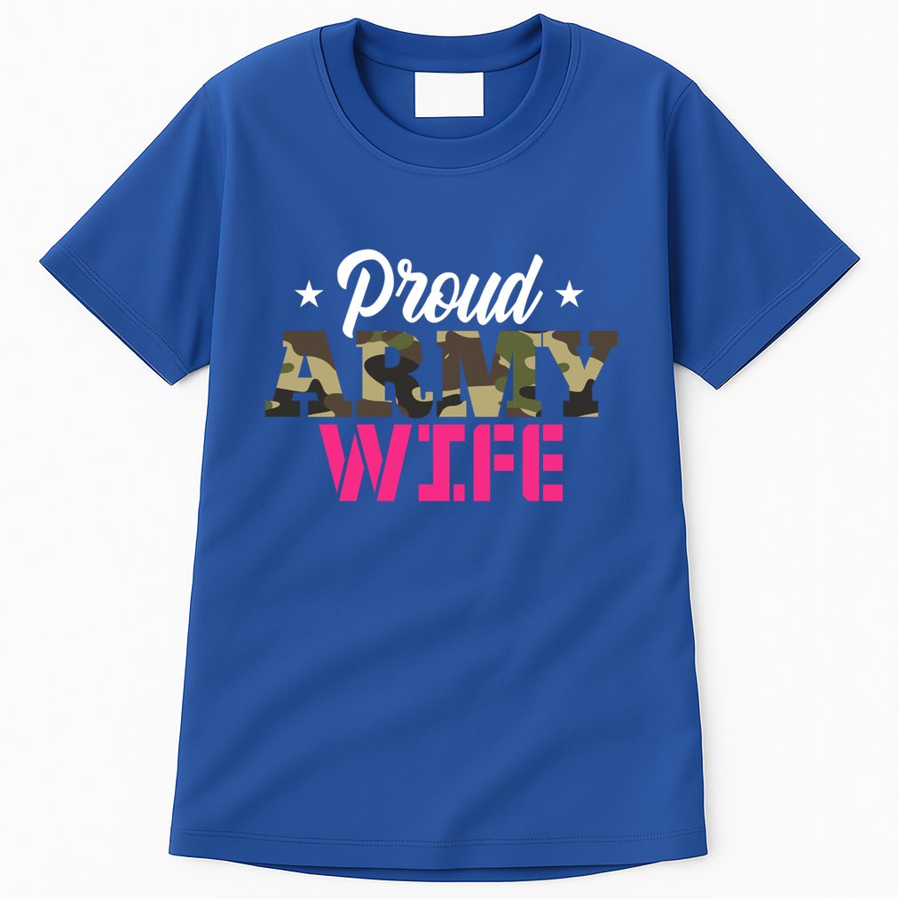 Proud Army Wife Camo Military Spouse Gift Tall T-Shirt