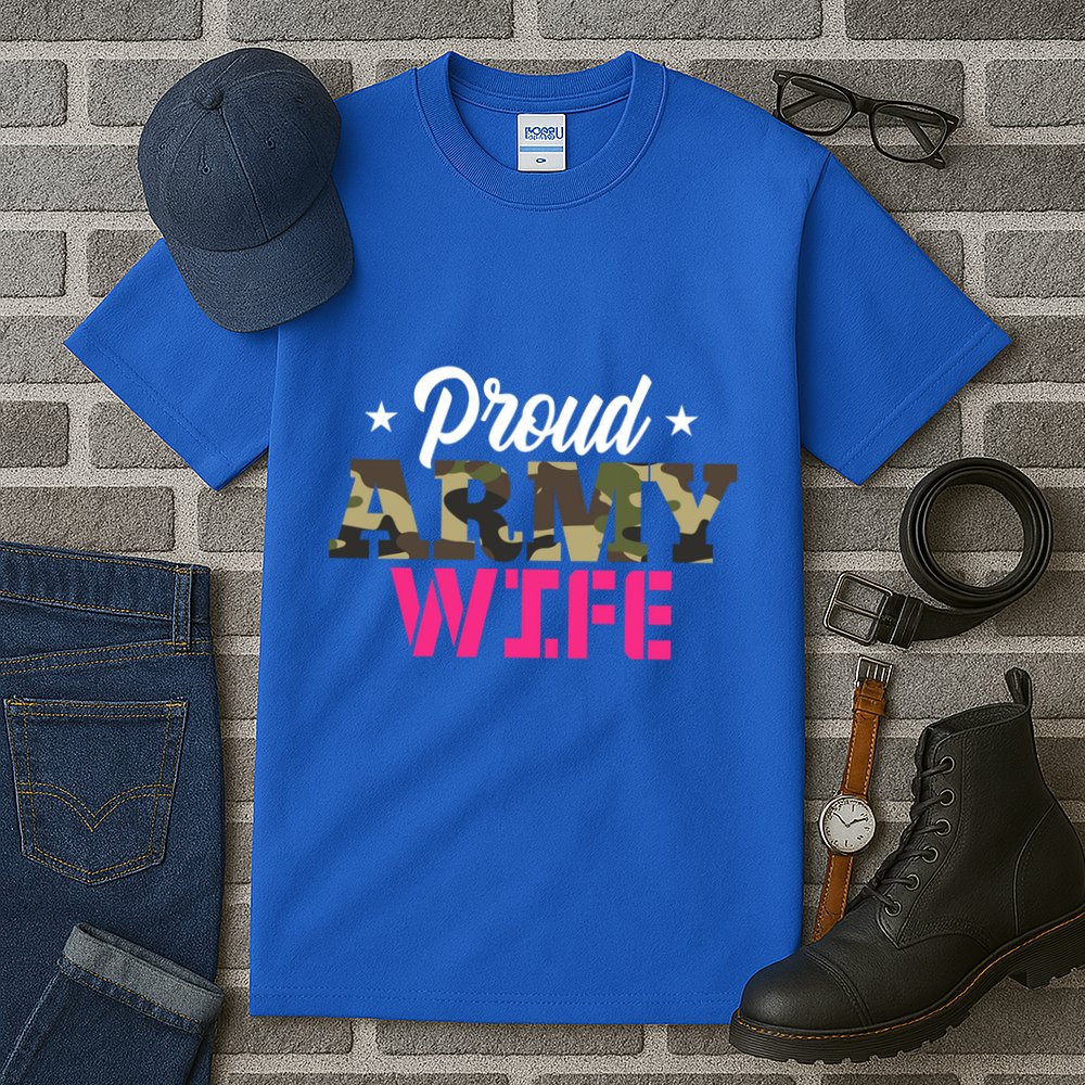 Proud Army Wife Camo Military Spouse Gift Tall T-Shirt